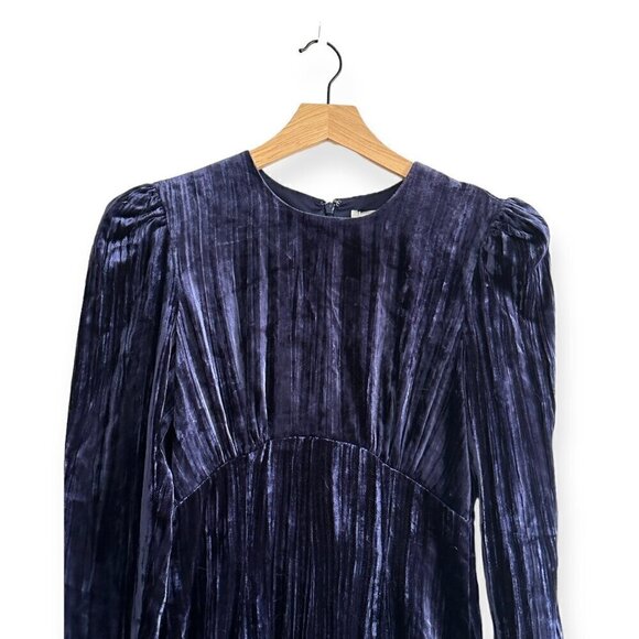 & OTHER STORIES Crushed Velvet Puff Sleeve Mini Dress, Size US0, NWT, Blue - Picture 10 of 16